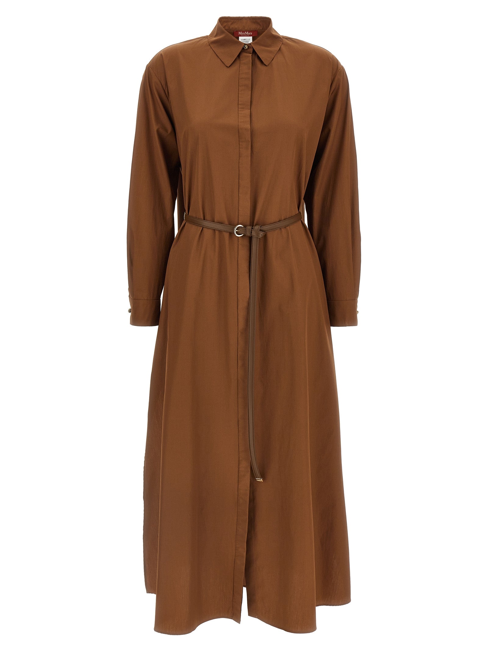 Max Mara Brown Cotton Long Dress