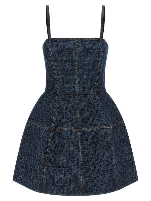 Fendi Blue Cotton Short Dress