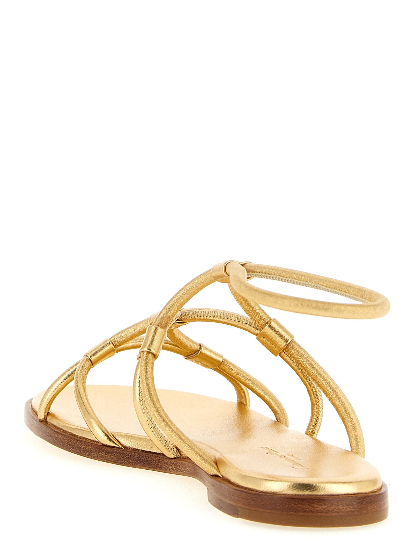 Gianvito Rossi Gold Lamb Leather Flat Sandals