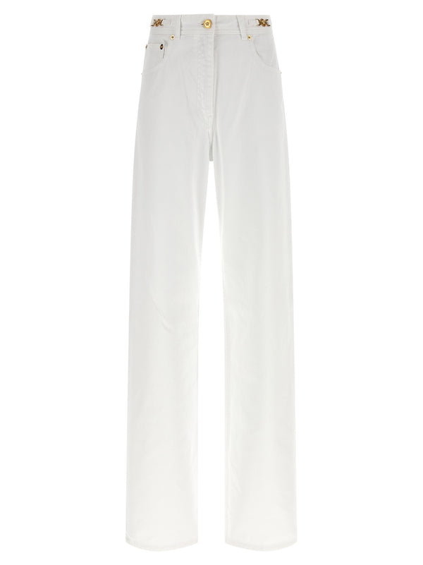 Versace White Cotton Straight-Leg Jeans