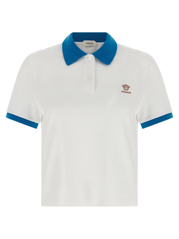 Versace Blue Cotton Polo Shirt