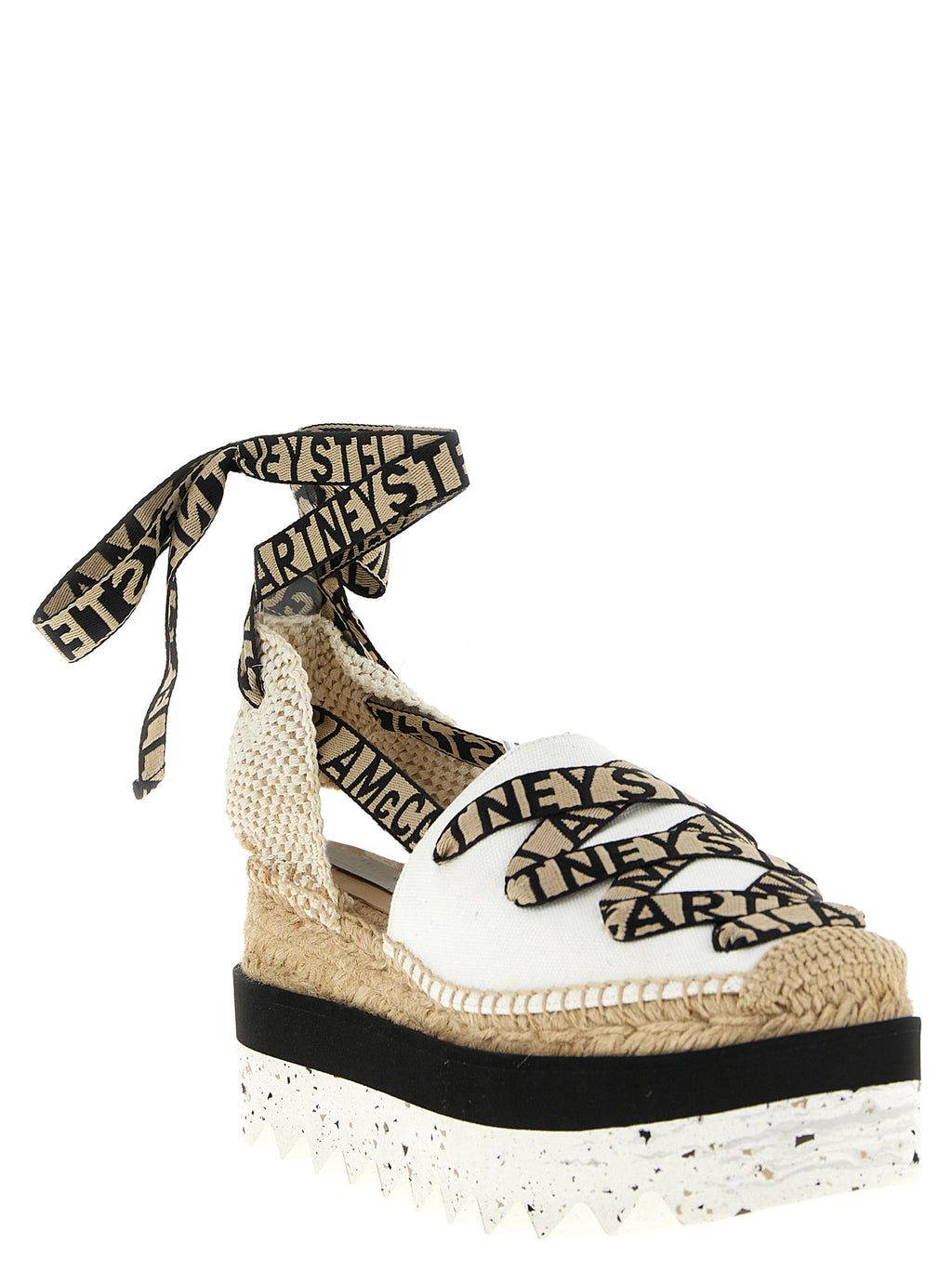 Stella McCartney Beige Cotton Wedge Sandals