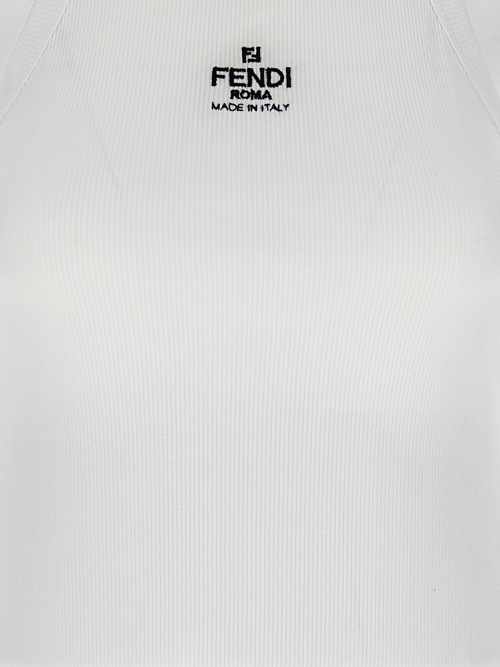 Fendi White Cotton Sleeveles T-Shirt