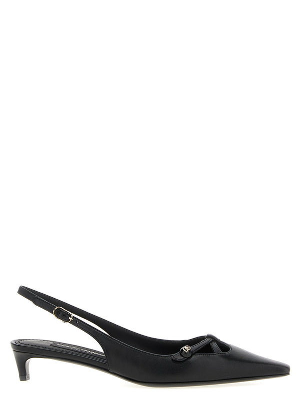 Dolce & Gabbana Black Lamb Leather Mid Heel Pumps