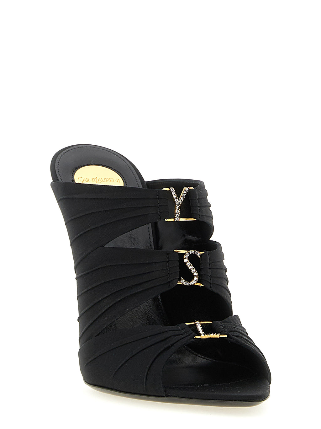 Saint Laurent Black Viscose Stiletto Heel Sandals