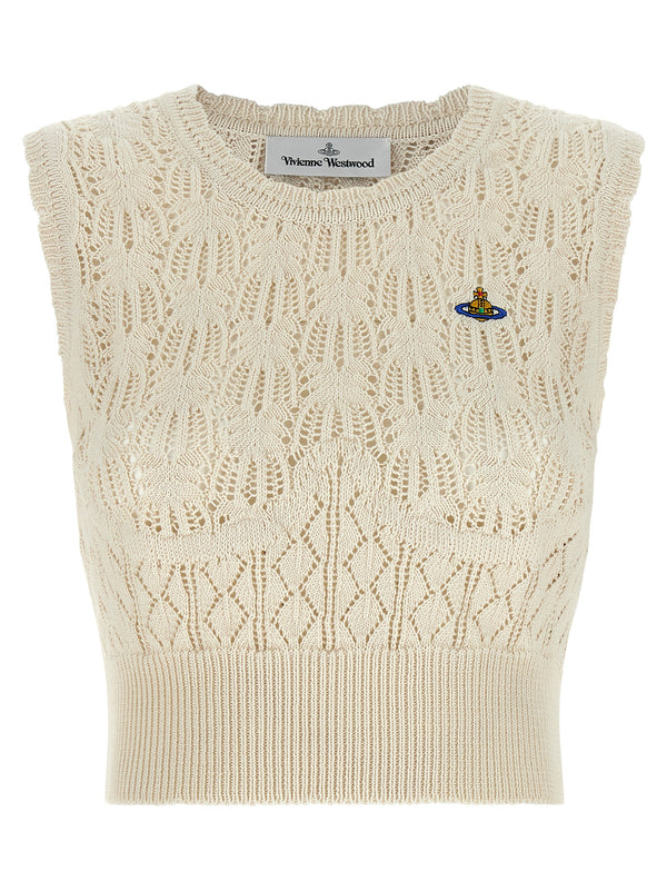 Vivienne Westwood Beige Cotton Sleeveles T-Shirt