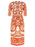 Dolce & Gabbana Orange Silk Midi Dress