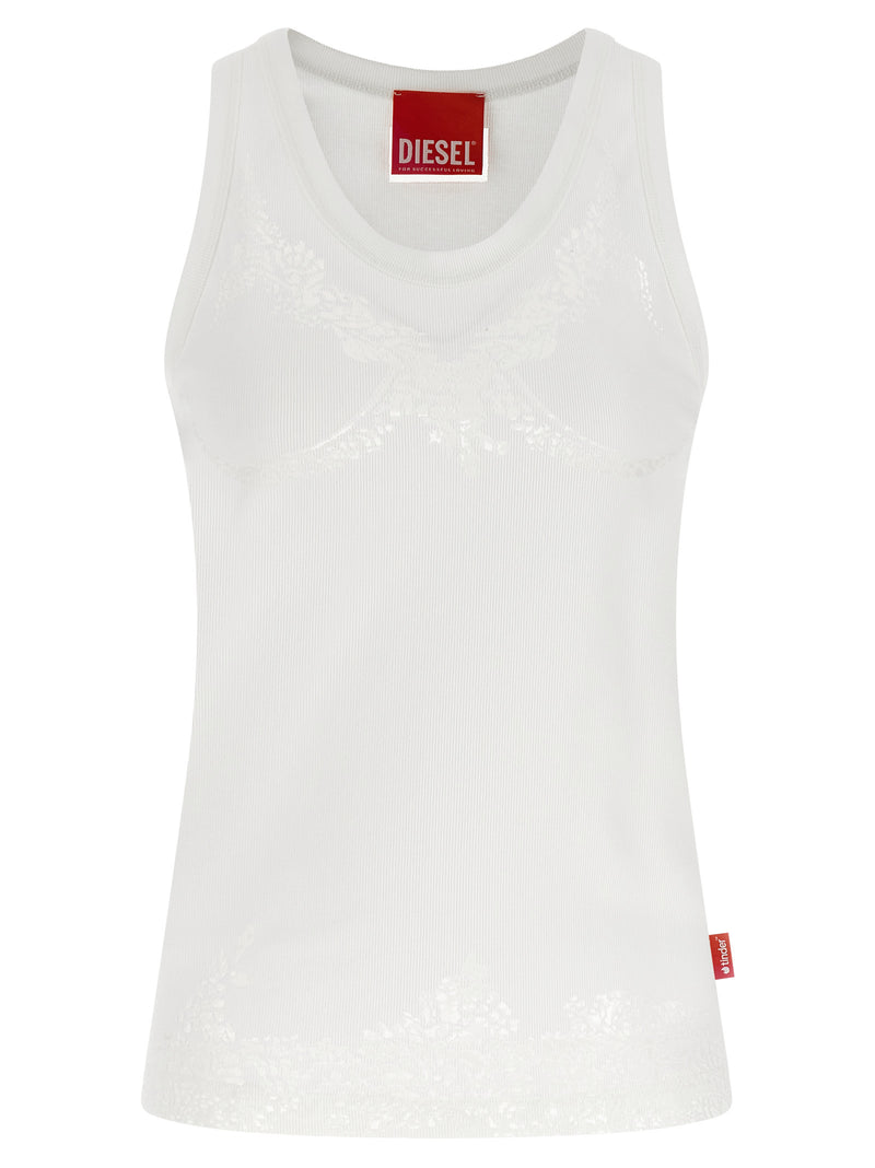 Diesel White Cotton Tank Tops