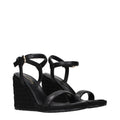 Gianvito Rossi Black Leather Wedge Sandals