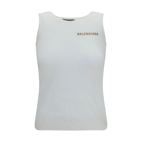 Balenciaga White Cotton Tank Tops
