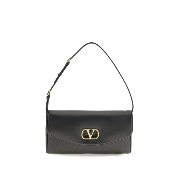 Valentino Garavani Black Calf Leather Bos Taurus Shoulder Bag