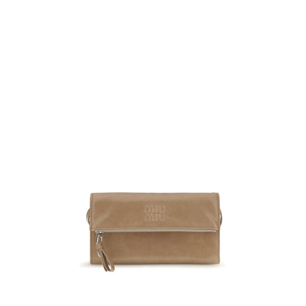 Miu Miu Beige Calf Leather Bos Taurus Clutch Bag