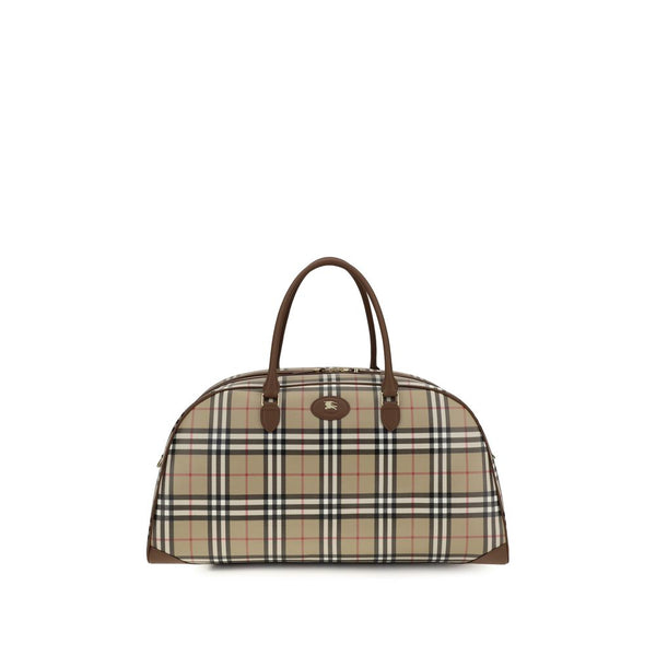 Burberry Beige Check Cotton Travel Bag