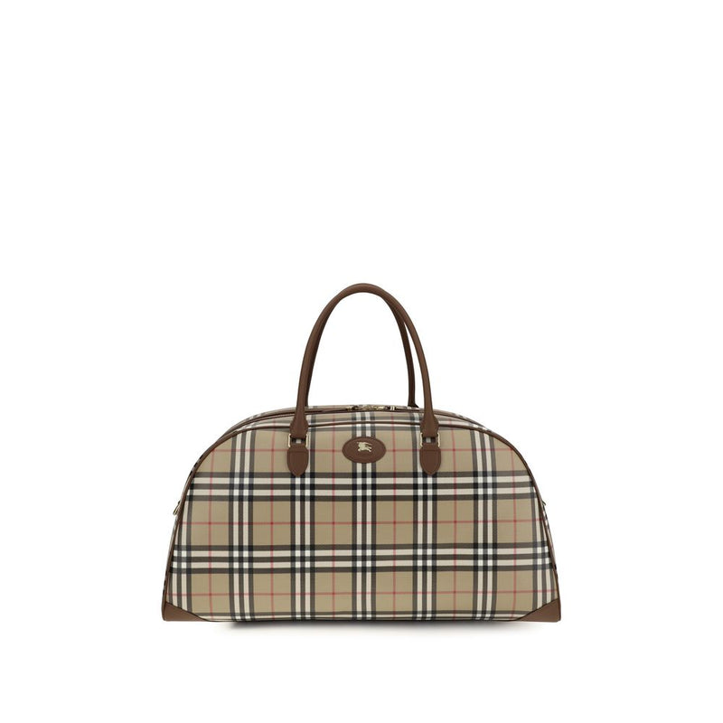 Burberry Beige Check Cotton Travel Bag