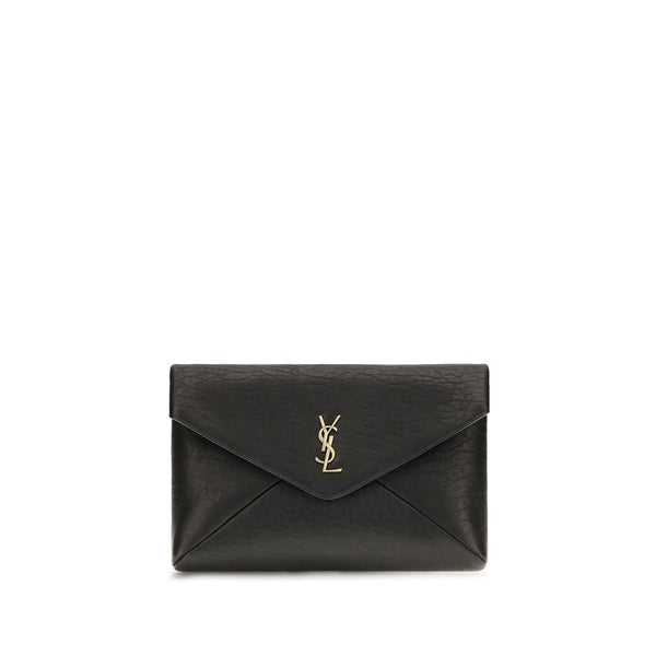 Saint Laurent Black Lamb Ovis Aries Aries Clutch Bag