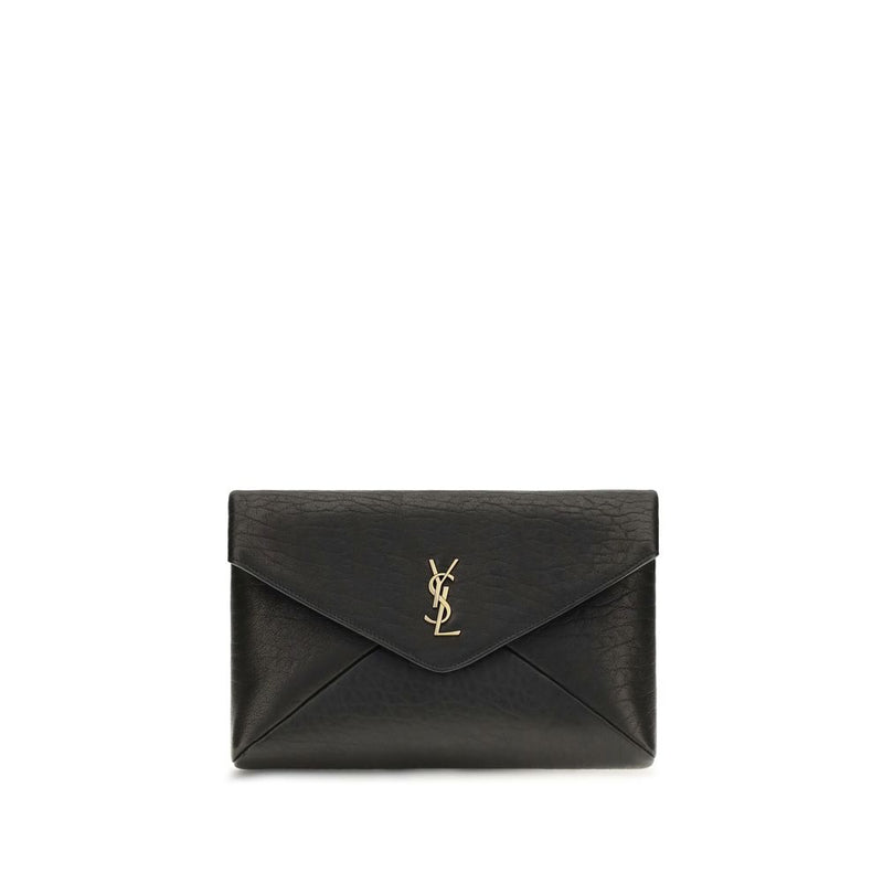 Saint Laurent Black Lamb Ovis Aries Aries Clutch Bag