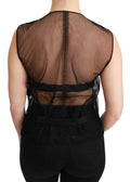Dolce & Gabbana Black Floral Brocade Top Gilet Waistcoat