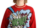 Dolce & Gabbana Red Knitted Cashmere Cartoon Top Sweater