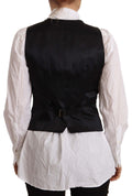 Dolce & Gabbana Black Button Down Sleeveless Vest Viscose Top