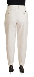 Dolce & Gabbana White High Waist Tapered Women Cotton Pants