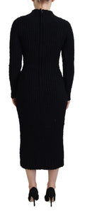 Dolce & Gabbana Black Wool Knitted Sheath Sweater Dress