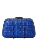 Balenciaga Blue Exotic Skin Leather Shoulder Crossbody Box Clutch Bag