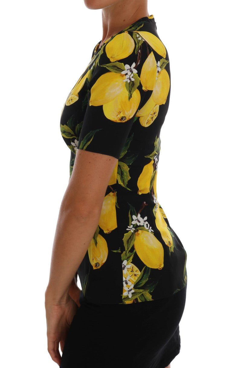 Dolce & Gabbana Multicolor Lemon Silk Stretch T-Shirt