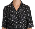 Dolce & Gabbana Black GuitarTrumpet Print Silk Shirt Top