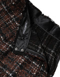 Dolce & Gabbana Multicolor High Waist Tartan Tweed Pencil Cut Skirt