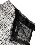 Dolce & Gabbana White Black High Waist Tartan Tweed Mini Skirt