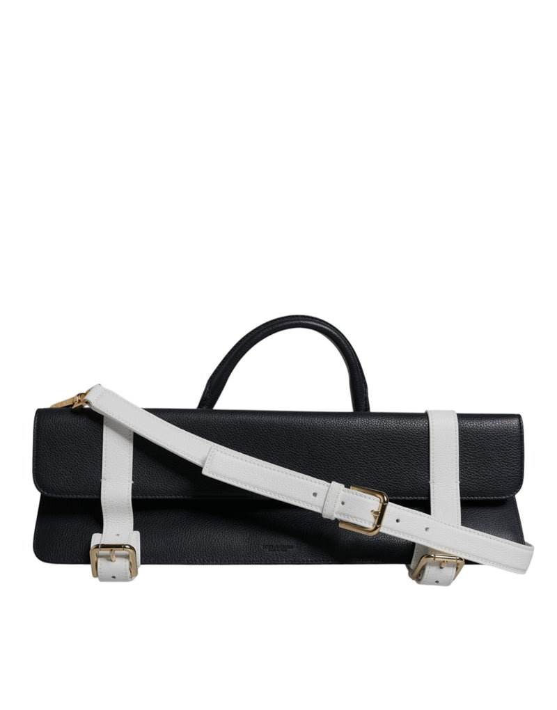 Dolce & Gabbana Blue White Calfskin Leather Crossbody Shoulder Bag