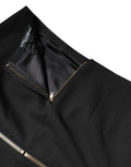 Dolce & Gabbana Black Virgin Wool High Waisted Mini Skirt