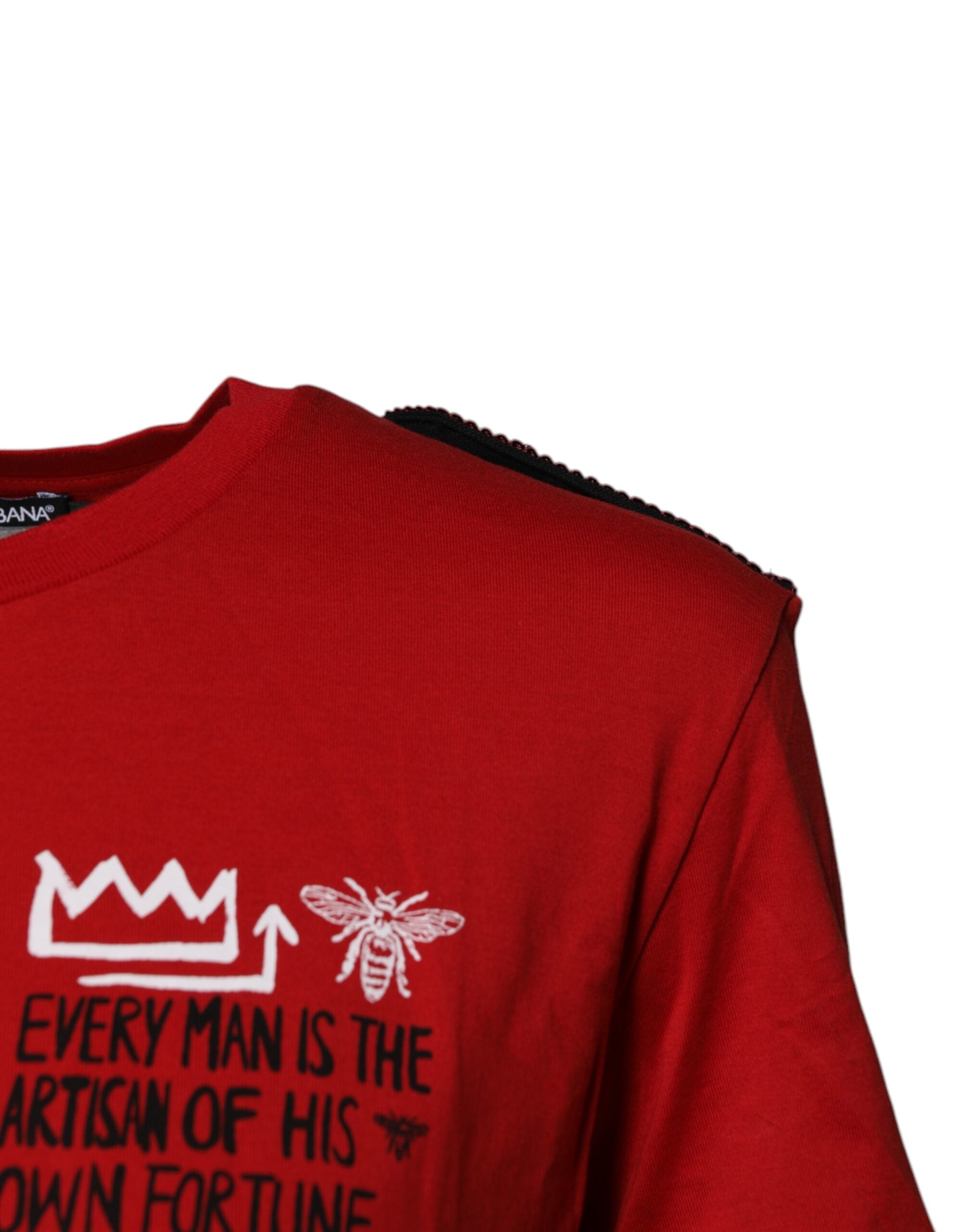 Dolce & Gabbana Red Cotton Round Neck Short Sleeves T-shirt