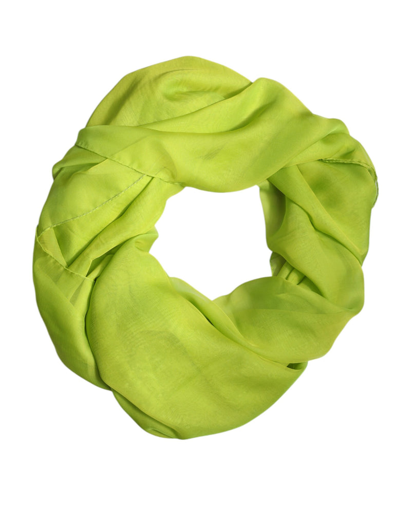 Dolce & Gabbana Green Silk Rectangle Wrap Shawl Neck Warmer Scarf