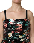 Dolce & Gabbana Black Floral Sequin Sleeveless Sheath Dress