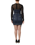 Dolce & Gabbana Black Blue Long Sleeves Denim Mini Dress