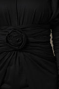 Dolce & Gabbana Black Wool Long Sleeves Sheath Midi Dress