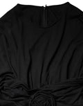 Dolce & Gabbana Black Wool Long Sleeves Sheath Midi Dress