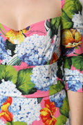 Dolce & Gabbana Multicolor Floral Pleated Sheath Midi  Dress
