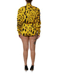 Dolce & Gabbana Yellow Leopard Long Sleeves Jumpsuit Dress