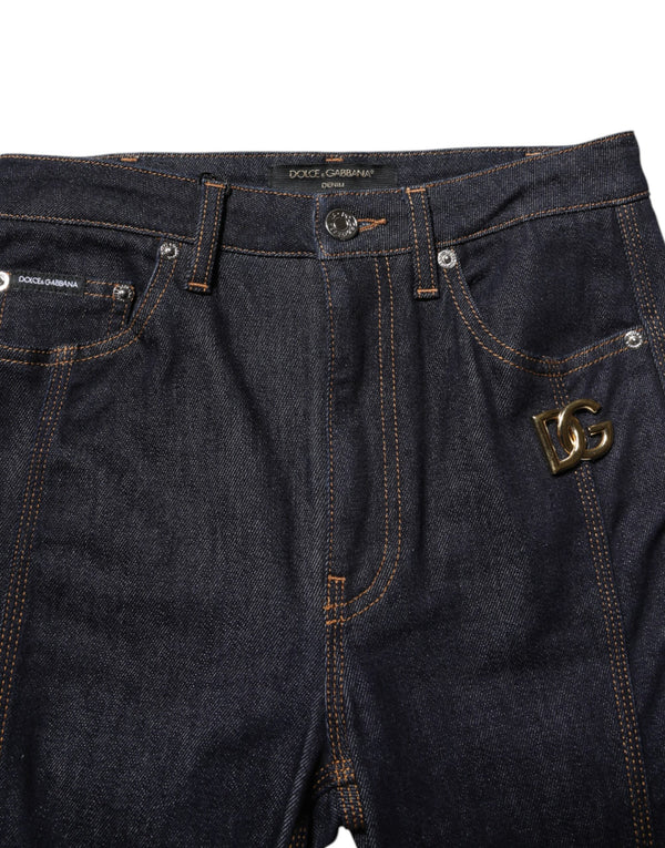 Dolce & Gabbana Black Cotton Mid Waist Bootcut Denim Jeans