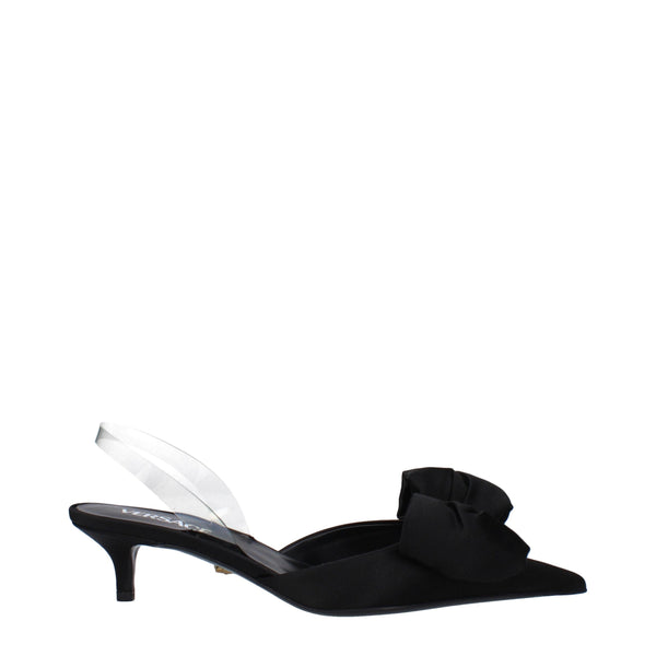 Versace Black Satin Flat Sandals
