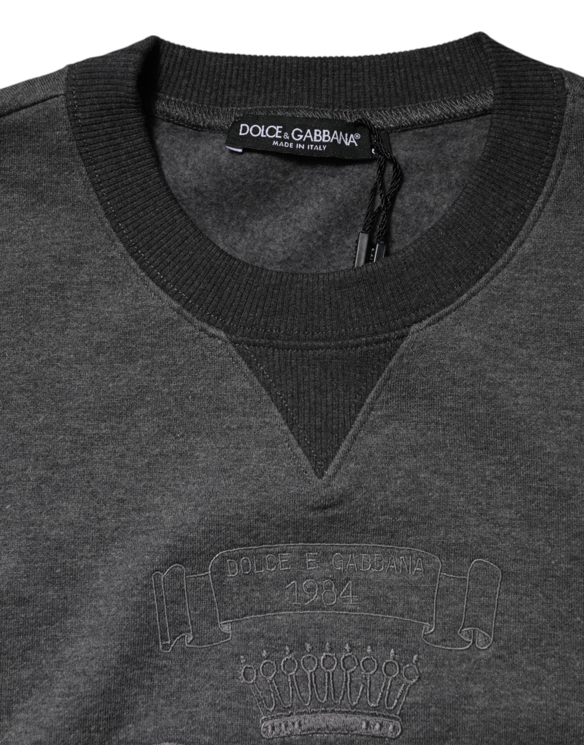 Dolce & Gabbana Gray DG Logo Embroidered Pullover Sweater