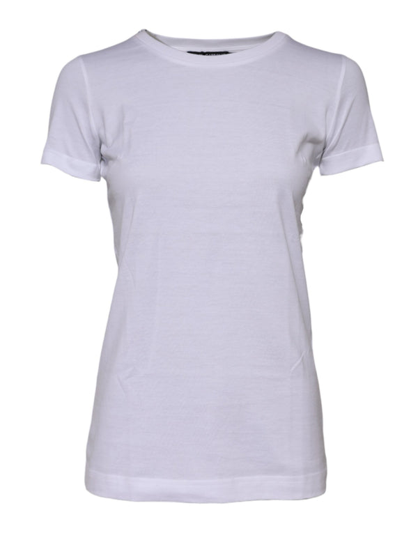 Dolce & Gabbana White Cotton Crew Neck Short Sleeves T-shirt