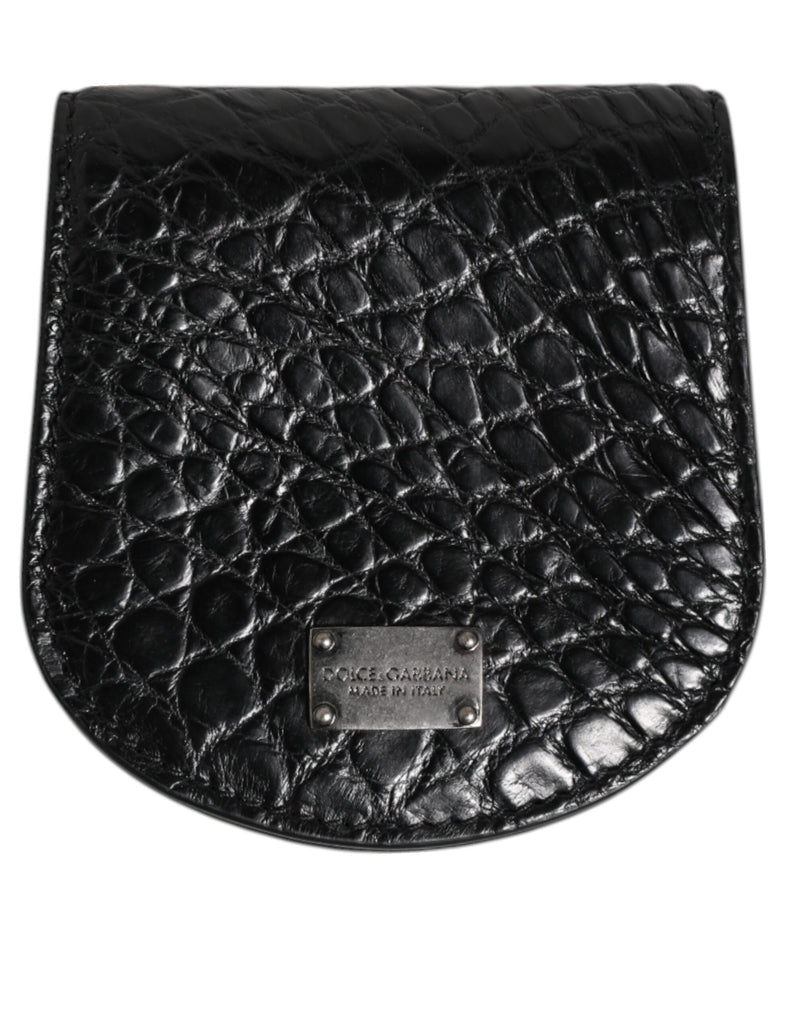 Dolce & Gabbana Black Exotic Skin Coin Condom Case Holder Pocket Wallet