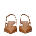 Stuart Weitzman Brown Leather Mid Heel Pumps