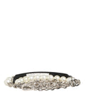 Dolce & Gabbana Black Leather Pearl Chain Bag Accessory Shoulder Strap