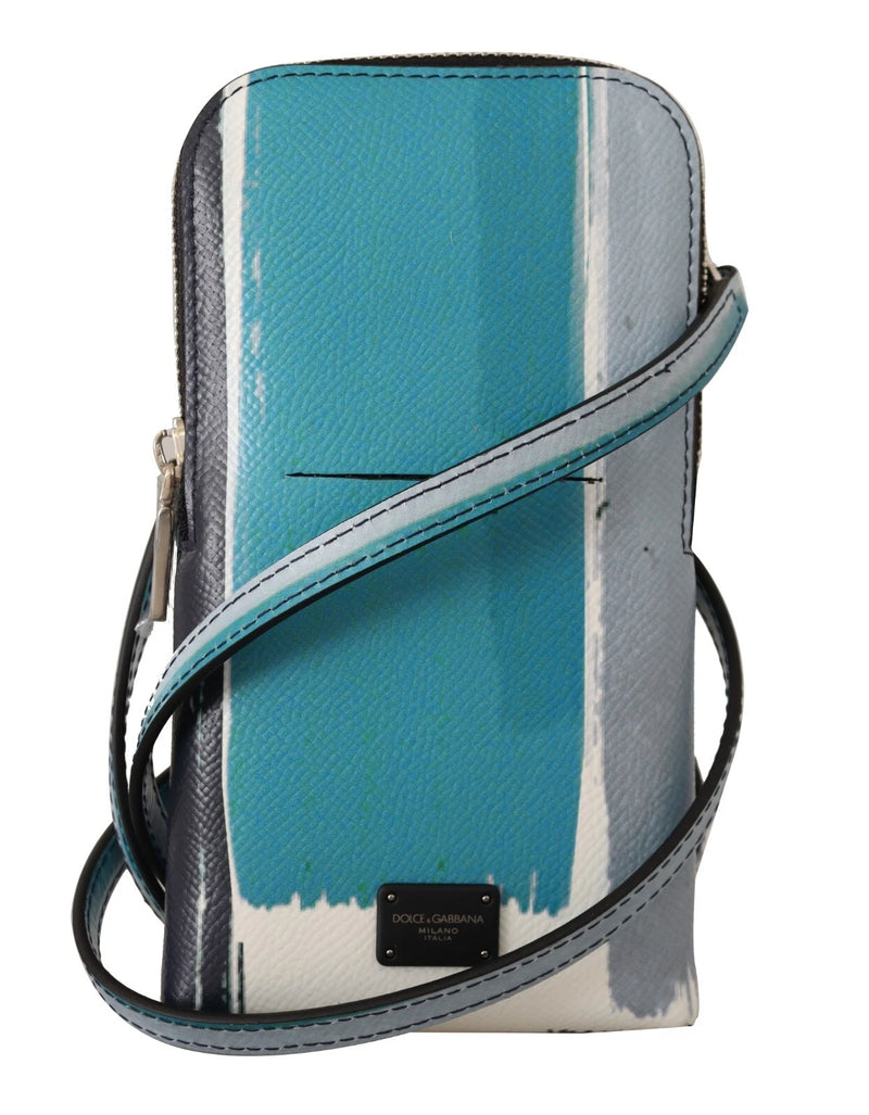 Dolce & Gabbana Blue Leather Cross Body Neck Strap Card Slot Phone Pocket
