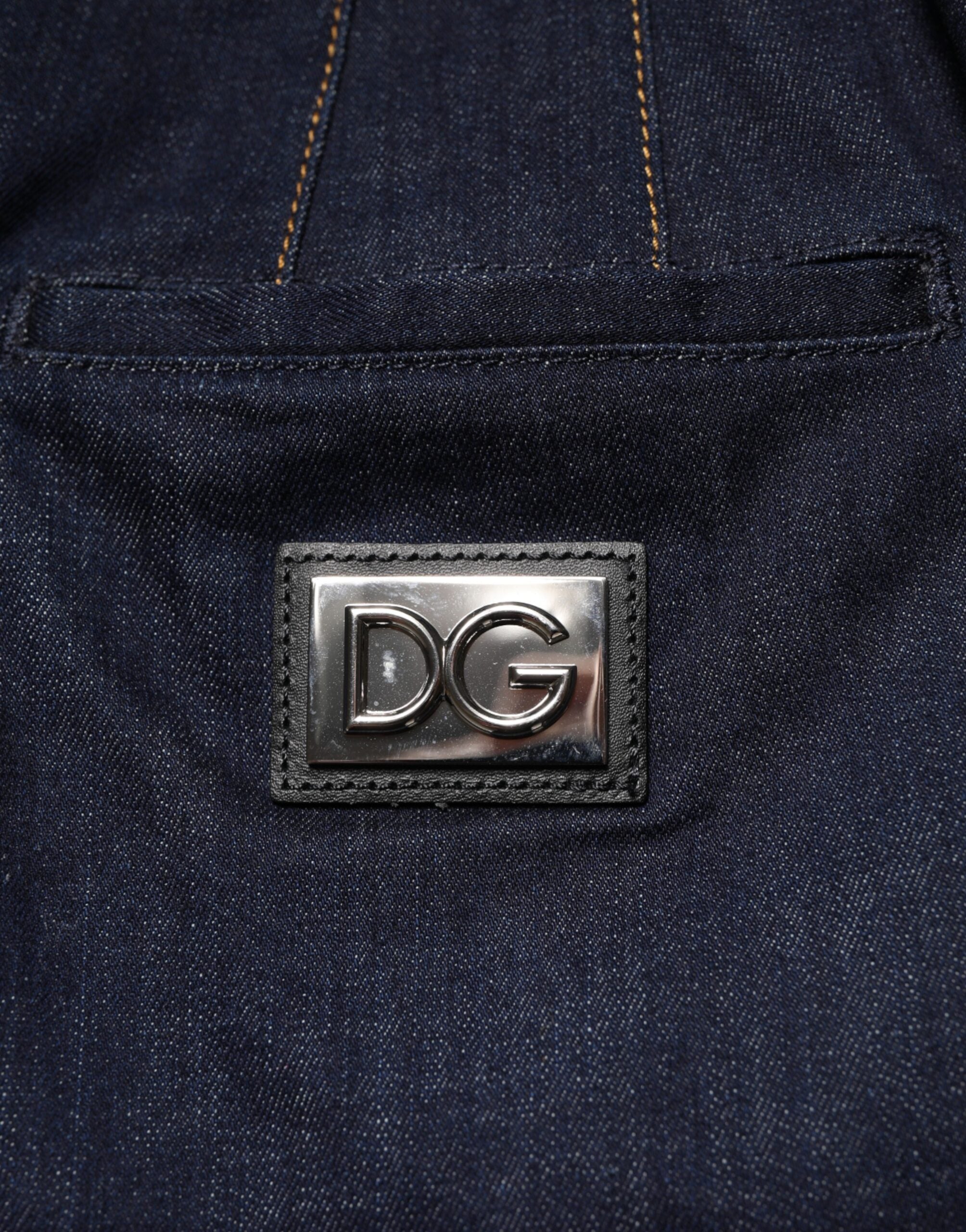 Dolce & Gabbana Dark Blue Cotton A-line Denim Midi Skirt