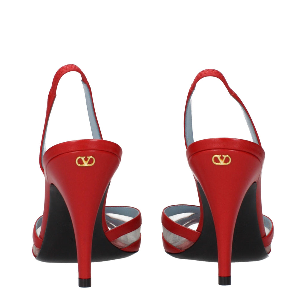 Valentino Garavani Red Leather Stiletto Heel Sandals